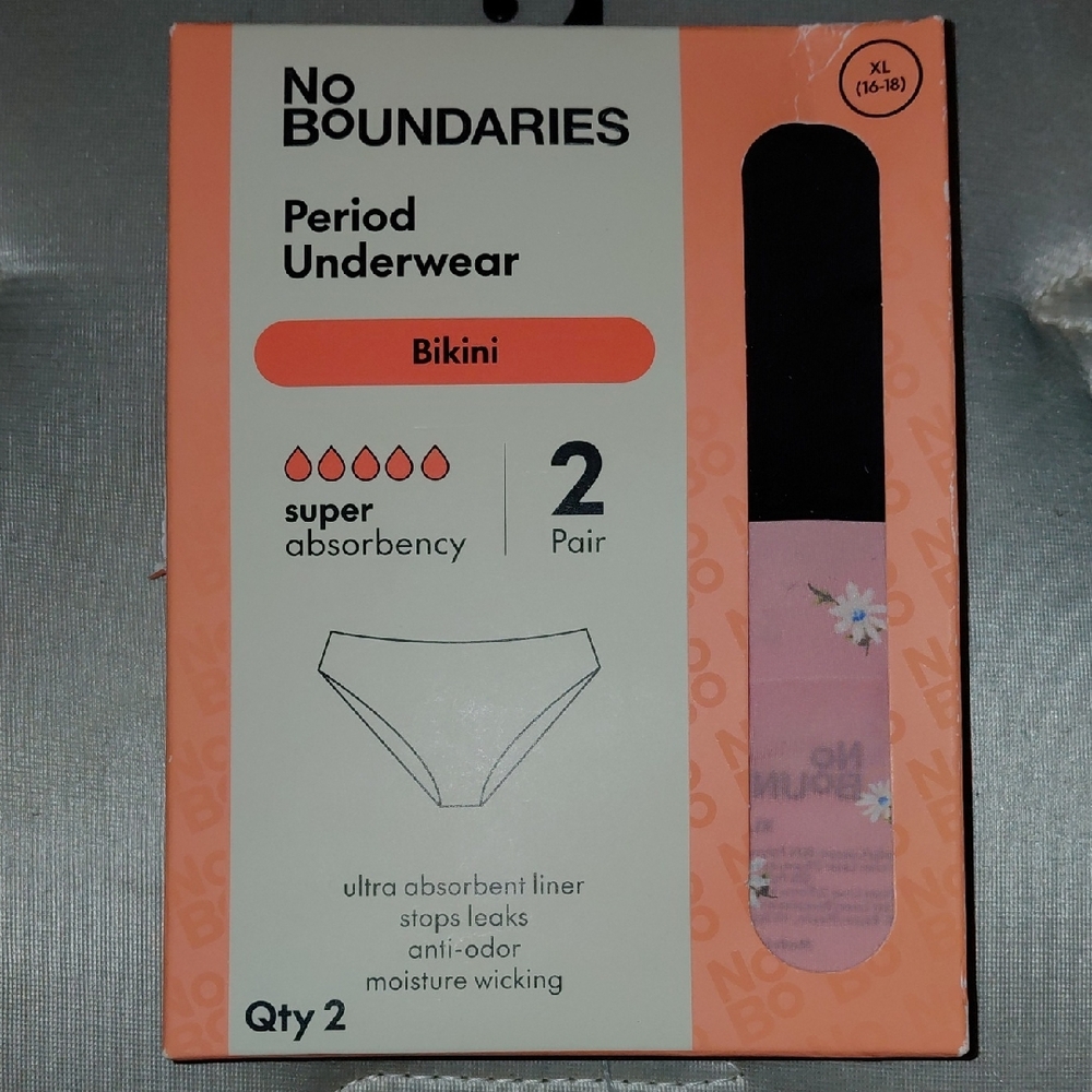 No Boundaries Black and Pink Period Bikini Panties
